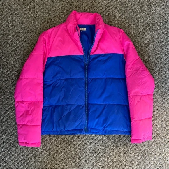 Colorblock Pink and Blue Puffer Jacket - Picture 4 of 4